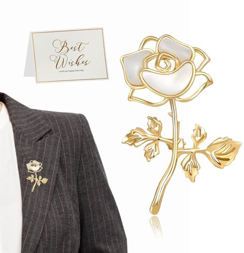 Broche Femme Dorée À Fleur, Broche Élégante En Or Pour Sac À Vêtements Et Chapeau Avec Carte De Vœux