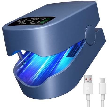 Vibbang Dispositivo de Limpieza de Hongos en Uñas con Temporizador, Hongos de uñas de los pies limpieza, Dispositivo de Láser Recargable y Portátil para Onicomicosis (A)