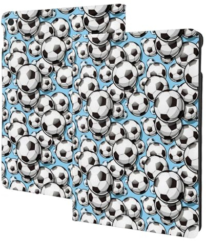 Funda compatible con iPad de 9ª/8ª/7ª generación, funda para tablet de balón de fútbol compatible con iPad de 10.2 pulgadas, soporte tipo folio, encendido y apagado automático