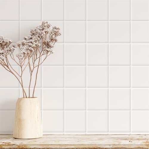 Mosaikfliesen 15x15 cm Weißes Geometrisches Mosaik Küchenfliesen Selbstklebend Wasserdicht Fliesensticker Küchen Deko Klebefliesen Bad Fliesenfolie für Schrank Tisch Fliesenaufkleber (10 Stück)