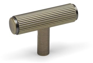 55mm Antique Brass Reeded Cabinet Pull Round Textured Cupboard Door Drawer Furniture Handle Knob