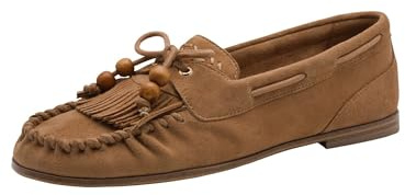 Tamaris Damen Moccassin flach Leder, braun, 39 EU
