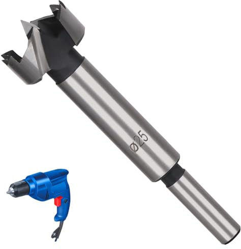 LNJBABAO 25mm Forstner Drill Bit Forstner Bit Wood Drill Bits for Holes Hinge Cutter for Woodworking (Ø6mm, length 95mm, Round Shank) (25mm)