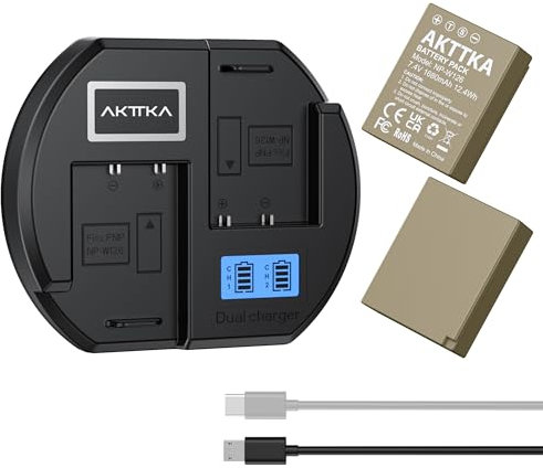 AKTTKA Batterie NP-W126S/W126 1680mAh 2-Pack et chargeur PD10W pour Fujifilm X100F, X-A1, X-E2, X-E2S, X-Pro1, X-Pro2, X-T1, X-T2, X-T3, X-T10, X-T20, X-T100, écran LCD & compatibilité DSLR/Mirrorless
