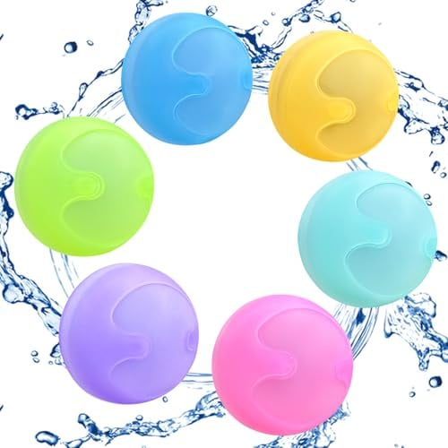 6 Stück Wasserbomben Wiederverwendbar, Wasserbomben Set Splash Bälle