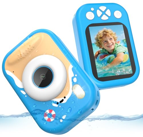 Macchina Fotografica Bambini, 1080P Macchina Fotografica Subacquea Professionale Bambini con 2,4 Schermo, 32GB Scheda, 10M Fotocamera Impermeabile Digitale Regalo per Bambini da 3-12 Anni