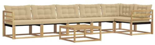 vidaXL Outdoor-Sofagarnitur 7 pcs Weiß und Beige 79 x 79 x 37 cm, Garten Sofa für draußen, modernes Lounge Set, langlebige Möbel für die Terrasse, bequemes Sitzen