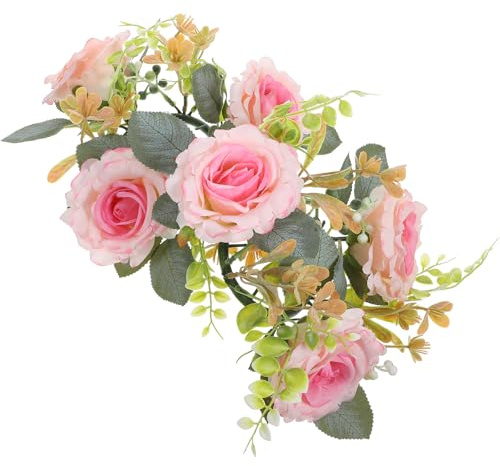 Veemoon Kerzenringe Dekorativ und Stilvoll aus Künstlicher Rose aus Kunststoff 2 Stück Tischdekoration für und Party für Festliche Anlässe