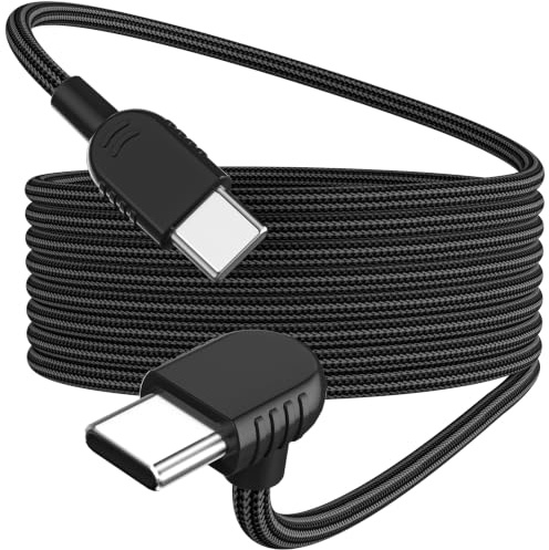 AIAUXAI USB C Charger Cable 2M 60W Right Angle Fast Charging Cord 6FT Black | for iPhone 17 16 15 Pro Max Car Charger Cord TypeC,90 Degree USB C Cable Braided for iPad Pro 11th/Samsung S26 S25 S24/Laptop