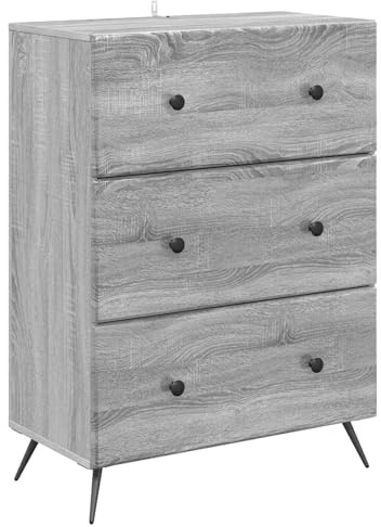 PUGYNBK Armoire de rangement gris Sonoma 66 x 34,5 x 90 cm | Cadre en métal, portes coulissantes, étagères réglables, entretien facile, chambre à coucher