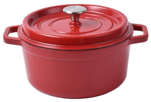Cocotte ronde en fonte de 7, 1 pouces avec couvercle et double poignées, antirouille, robuste, pour la cuisson du pain, des ragoûts, du rôtissage, camping
