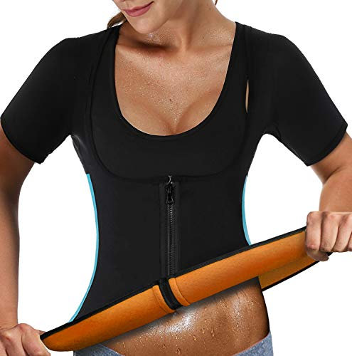 NonEcho Donne Sauna Body Shaper Tuta Del Sudore Manica Spa Cami Caldo Neoprene Dimagrante Maglia Allenamento Vita Trainer Top, nero, Large