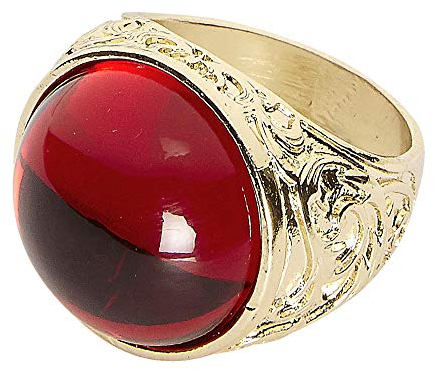 W WIDMANN MILANO Party Fashion 46740 - Ring mit rotem Stein, Kostümaccessoire, Pirat, Seeräuber, Halloween, Karneval, Mottoparty