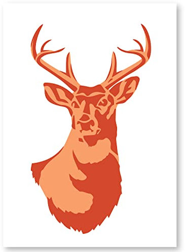 QBIX Deer Head Schablone, Hirsch Schablone - 2 Schichten A3 Größe - wiederverwendbare Kinder freundlich DIY Schablone zum Malen, Backen, Basteln, Wand, Möbel