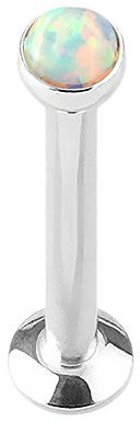 Piercingfaktor Universal Piercing Stab Stecker für Madonna Lippenpiercing Lippe Ohr Tragus Helix Stud Cartilage Opal Kopf 8mm Weiss