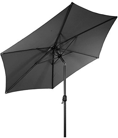 Mojawo XL Kurbelschirm Gartenschirm Sonnenschirm Aluminium Schirm Ø 3m knickbar Polyester Steingrau
