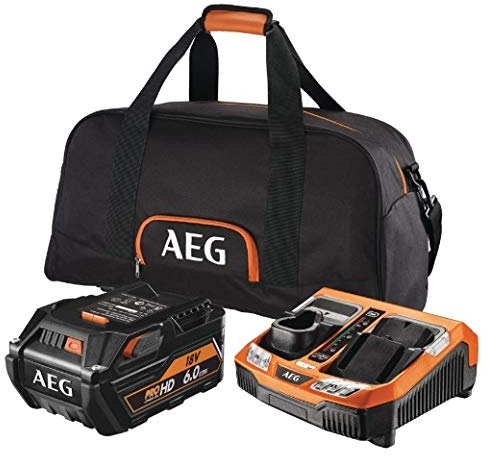 AEG Pack HD 18V Lithium-ION 6,0Ah avec Chargeur Rapide - Set L1860RHDBLK
