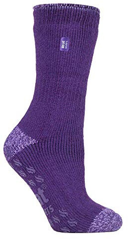 HEAT HOLDERS - Damen Warme Anti Rutsch Stopper Thermo Socken mit ABS Sohle 2.3 TOG (37-42 EU, Purple (Juniper))