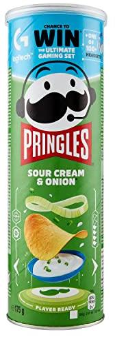 Pringles Sour Cream e Onion| Snack salato| Chips al gusto cipolla e panna acida| A base di patate | Vegetariano | Perfette per l'aperitivo | Confezione singola da 175g