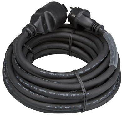 HQ-Power Rallonge avec Gaine thermorétractable H05RR-F 3G2.5 20m 16A/230V 3680W Type E/F IP44 Caoutchouc Noir