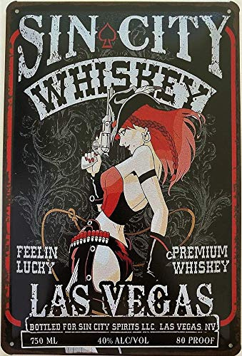 Blechschild 30 x 20 cm Sin City Whiskey - Feel in Lucky Las Vegas - Deko7