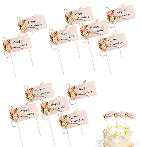 Gfdg Cake Topper,12 Stück Happy Birthday Cake Topper,Kuchendekoration Geburtstag, Geburtstagstorte Topper,Tortenaufsatz,Cupcake Topper Personalisiert,Tortenstecker Geburtstag,für Geburtstag Party