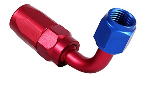 AN6 Racing Oil/Fuel Line Tubo Terminale Girevole Maschio Raccordo Adattatore Blu Colore Rosso (AN6-90°)
