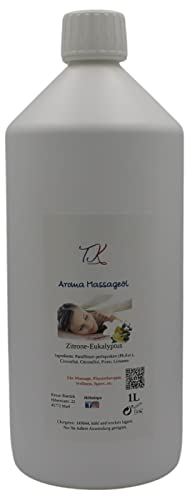 1l Aroma Massageöl - Zitrone-Eukalyptus für Massage, Physiotherapie, Wellness, Sport in Pharma Qualität