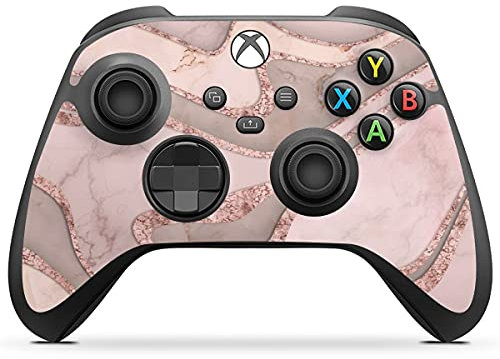 DeinDesign Skin kompatibel mit Microsoft Xbox Series X Controller Folie Sticker Marmor Edelstein pink