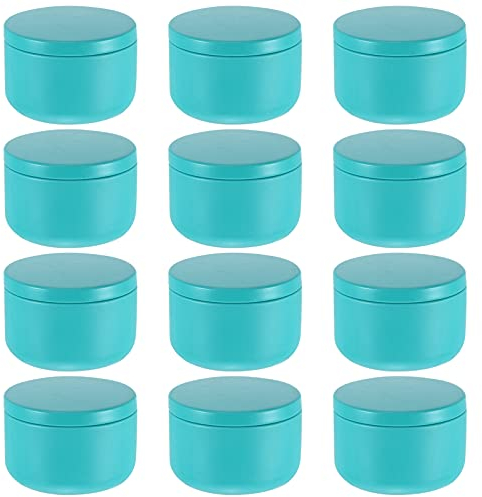 Healifty Lot de 12 boîtes rondes en métal vides avec couvercle pour la fabrication de bougies, bijoux, confitures, lotions, etc. Bleu