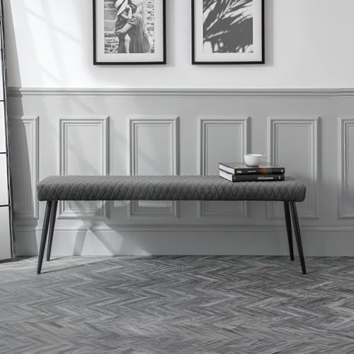 Julian Bowen Luxe Low Bench, Grau, Höhe: 47, Breite: 140, Tiefe: 37cm