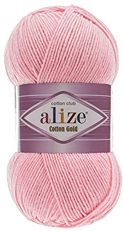 100g Strickgarn Alize Cotton Gold Uni Klassikgarn Häkelgarn Strick-Wolle Farbwahl, Farbe:518 flamingorosa