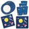 36-teiliges Tischdeko-Set mit Motiv Weltall für Jungen und Mädchen zum Kinder-Geburtstag - 8 Teller, 8 Becher, 20 Servietten 33x33cm