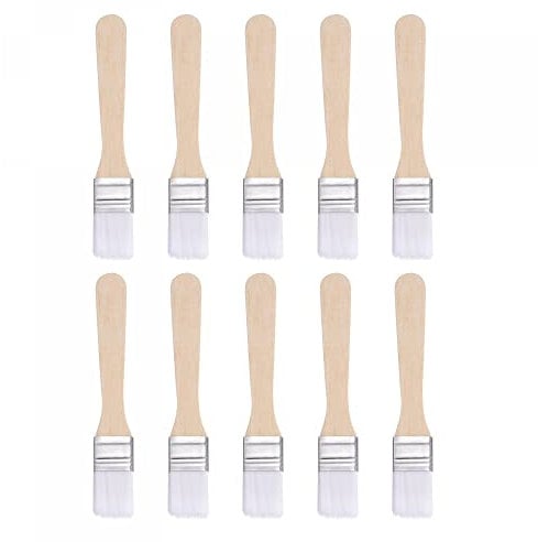 sourcing map 0.9 Width Small Paint Brush Nylon Bristle with Wood Handle Painting Tool for Wall, Door, Cabinets, Furniture, Fences, White 10Pcs