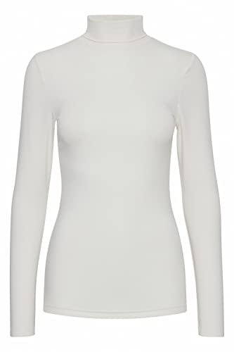 b.young Pamila roll Neck Damen Longsleeve Langarmshirt Basic Shirt Rollneck mit Rolllkragen mit Stretch Tight Fit, Größe:2XL, Farbe:Off White (80115)