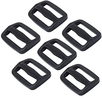 Baitoo Tri glide Slider,Heavy Duty Plastic Tri Glide Slide Buckle Strap sliders Adjusters for Backpack Strap Belt, Black, 1inch-6Pack