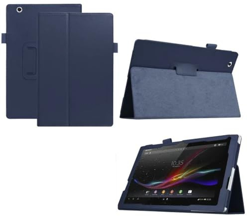 Schutzhülle für Sony Xperia Z4 Ultra Tablet 10.1 SGP771 SGP712 SGP711, ultradünn, Folio-Ständer, leicht, Leder, für Sony Xperia Z4 10.1 SO-05G SOT31 (Dunkelblau)