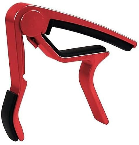 OUTLETISSIMO® Roter Kapodaster für elektrische Akustikgitarre Bass-Ukulele Banjo und Instrumente bis zu 6/7 Saiten aus Zinklegierung