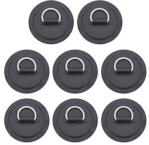 WEBEEDY 8 Stück Edelstahl-D-Ring-Patch Für Schlauchboot, Kajak, Kanu, D-Ring, PVC-Patch, Stand-Up-Paddleboard, Kanu, Rafting-Zubehör (Weiß) Sommerbedarf für Draußen