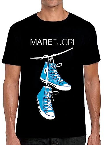 T-Shirt Maglietta Mare Fuori Scarpe (Nero, XL)
