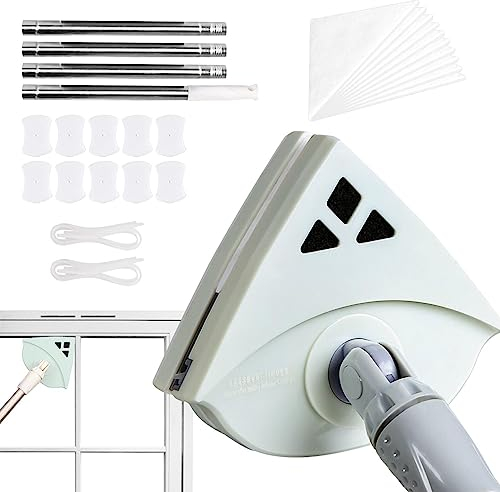 Dubbulon Magnetischer Fensterputzer,Fensterglasreiniger-Magnet - Fensterglasreiniger mit einziehbarer Stange, Wohnungsfensterreiniger für Balkon