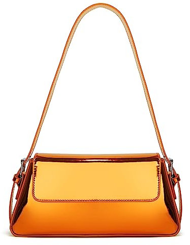 Y2K Damen Silber Abend Hobo Tote Handtasche Satchel Clutch Crossbody Taschen 2024, A Orange, Einheitsgröße