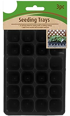 ACCURATE 3Pk Black Seed Tray with 24 Cells on Each Tray, Stackable Design, Excellent Drainage, Ideal for Sowing Seeds or Striking Cuttings. recyclable materials.