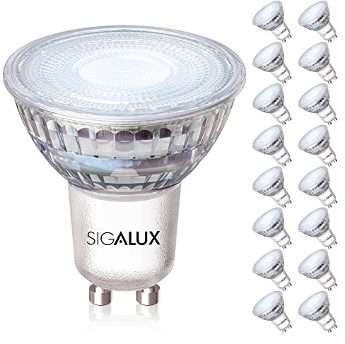 Sigalux GU10 LED Light Bulbs, Dimmable 5000K Daylight White Natural Light, 4.5W 450LM, MR16 LED Bulb Equivalent 50W Halogen Replacement, 35 Degree Spot for Track Light Bulb, 16Pack