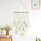 EXQUILEG Makramee Wandbehang Handgemacht Wohnungs Dekorationen Boho Makramee Wandteppich Gewebte Wandbehang Blatt Feder Wanddeko (Beige)