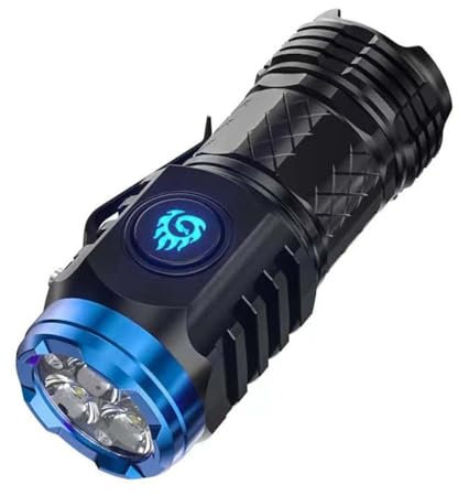 Three-eyed Monster Mini Flashlight, Super Bright Hand Flashlight, Rechargeable LED Torch, LED Small Flashlight Torch, Pocket Flashlight, Waterproof Pocket Torch for Outdoor (Black)