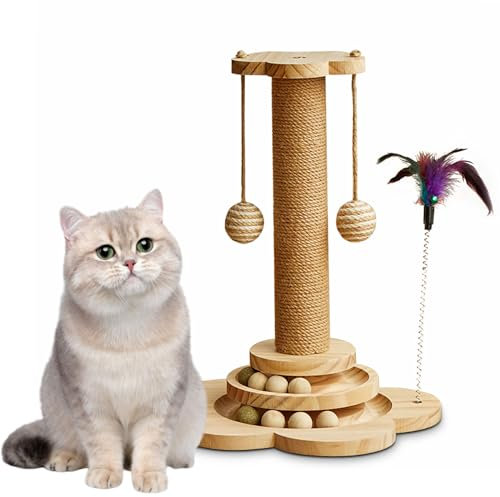 Small Sisal Rope Scratching Post with Interactive Cat Toy & Hanging Ball - 40cm, Suitable for Indoor Cats
