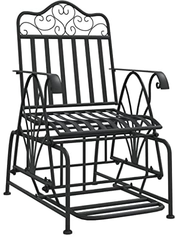Makastle Schaukelbank Gartenbank Metall Gartenschaukel Sitzbank Balkon Bank Garten Gartenstuhl Parkbank Schwingbank Schaukelstuhl, 61 x 81 x 99 cm Schwarz