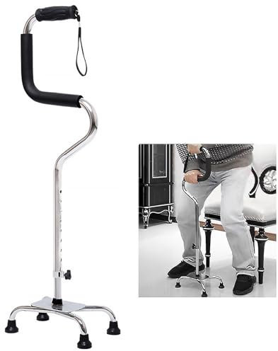 Déambulateur pour Personnes Âgées – Canne de Soutien Réglable en 8 Niveaux (78-95 cm), Stable et Anti-Dérapante, Capacité de Charge 136 kg, pour Adultes et Handicapés (Argent)