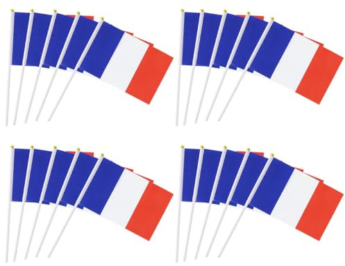 VYIBPDY 20 pezzi bandiere dell'Francese a manovella Francese bandiera della stamina per la festa della festa nazionale, festa, parate, giochi di calcio, decorazioni